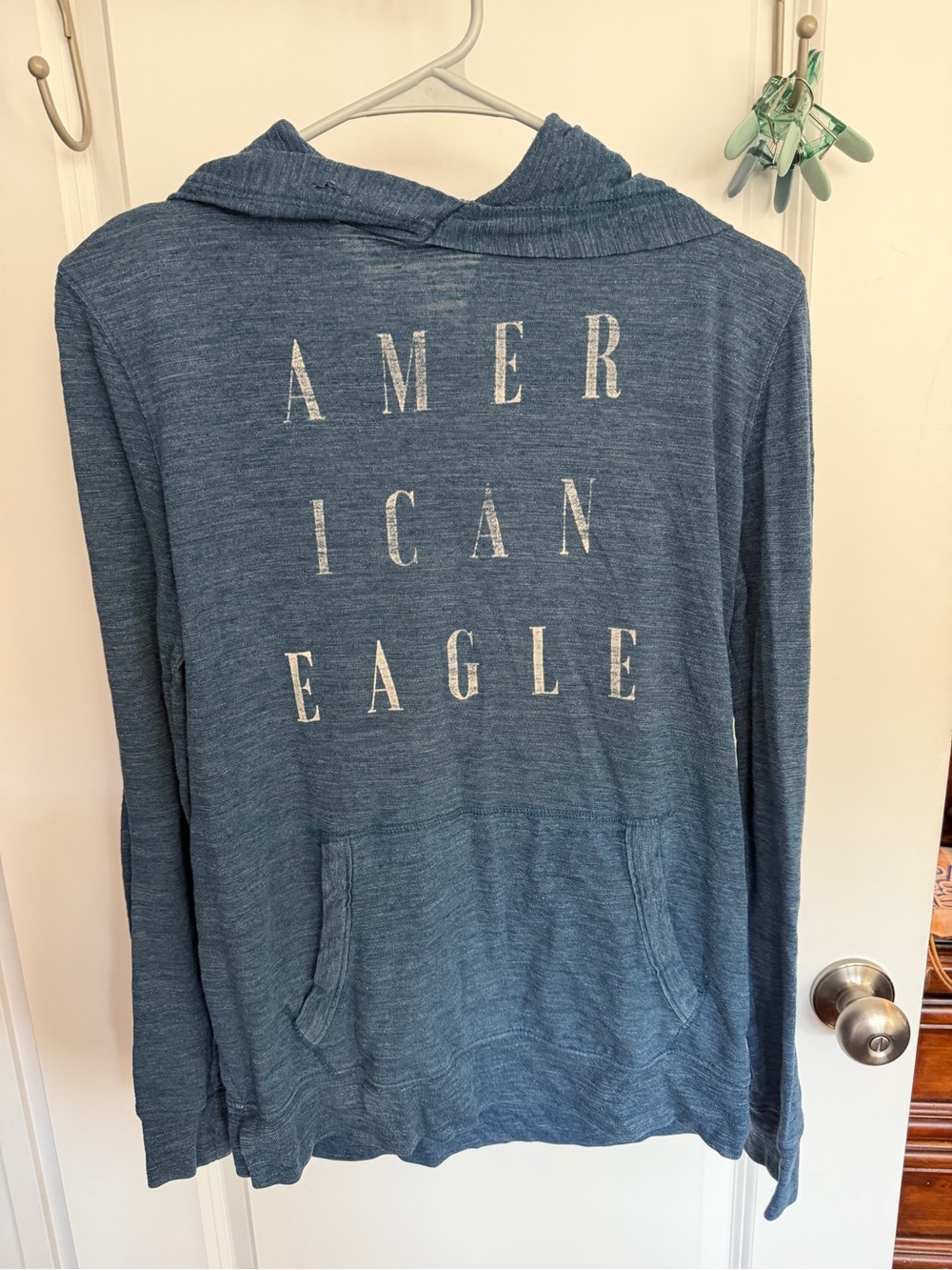 American Eagle Outfitters Blue Hooded Graphic Pullover
